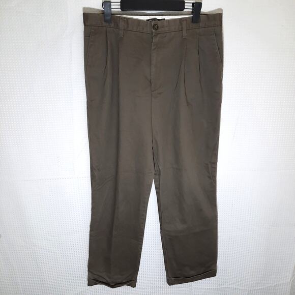 Dockers D3 34x32 Pleated Pants Mens Brown Classic Fit 100% Cotton Casual Chino - Picture 1 of 7